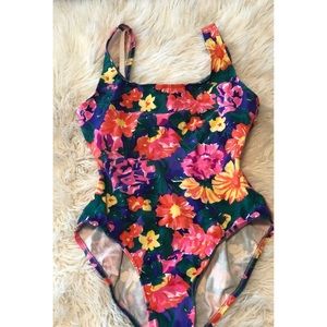 Vintage floral one piece swimsuit